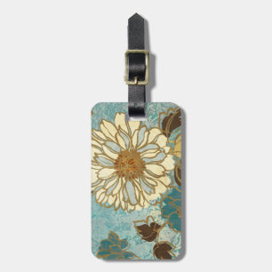 Étiquette À Bagage Floral décoratif dans bleu et blanc
