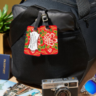 Étiquette À Bagage Floral japonais décoratif vintage Personnalisé
