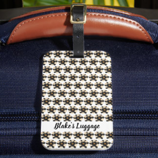 Étiquette À Bagage Floral noir luxueux