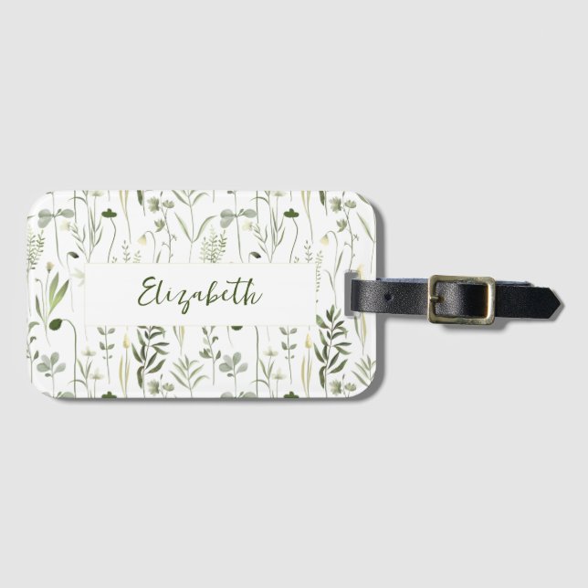 Étiquette À Bagage Floral personnalisé (Devant Horizontal)