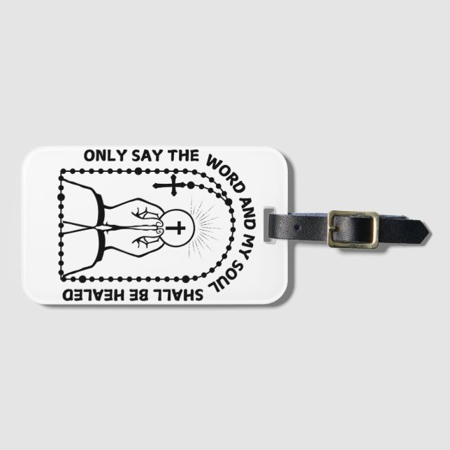 Étiquette À Bagage Floral Rosary Prayer Beads - Blessed Mother Mary  (Devant Horizontal)