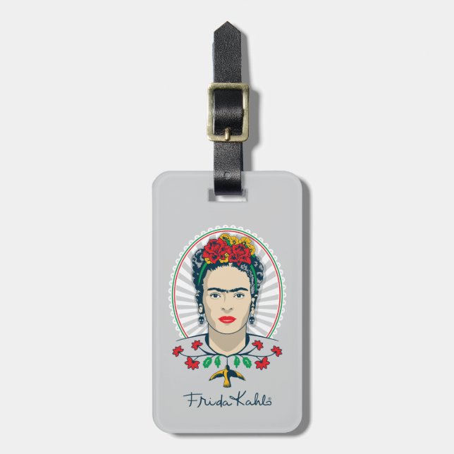 Étiquette À Bagage Floral vintage de Frida Kahlo | (Devant Vertical)