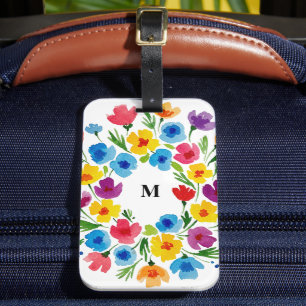 Étiquette À Bagage Florales d'aquarelle gaies