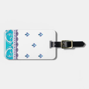 Étiquette À Bagage Fluer De Lis Blue Swirl Design