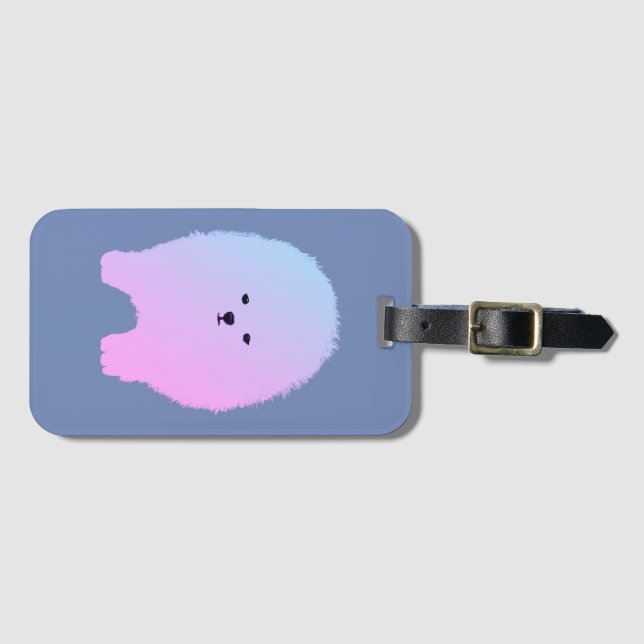 Étiquette À Bagage Fluffy de la carte de chien mignonne (Devant Horizontal)