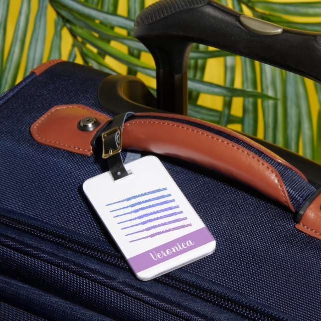 Étiquette À Bagage Flute Instrument Vent Rose Bleu Personnaliser (Insitu Rectoal 1)