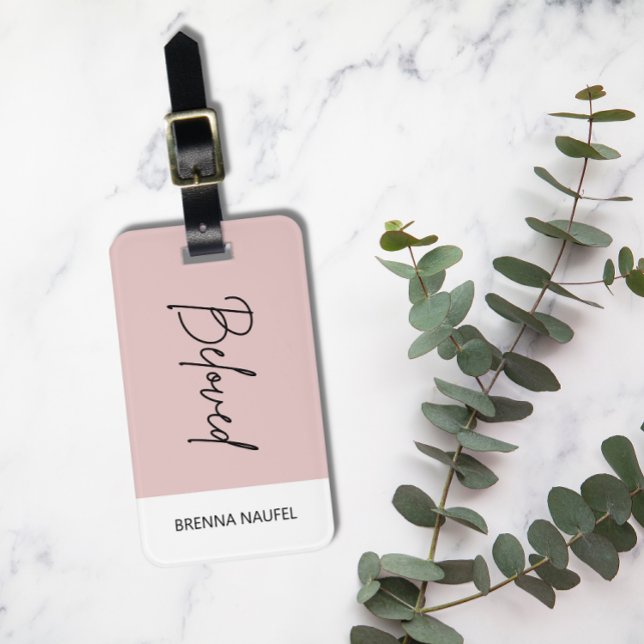 Étiquette À Bagage Foi chrétienne rose pâle personnalisée (Créateur téléchargé)