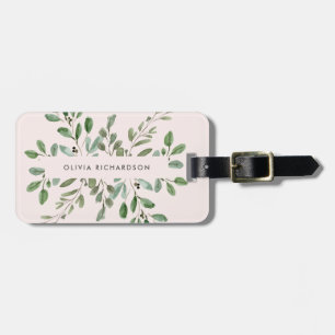 Étiquette À Bagage Foliage minimaliste  Rose pâle