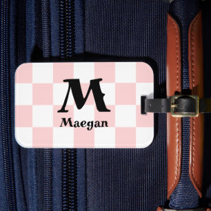 Étiquette À Bagage Fond à motif carreaux rouge clair