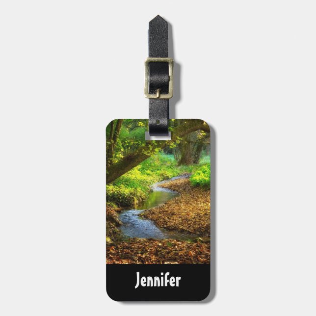 Étiquette À Bagage Forest Creek Belle nature Paysage Photo (Devant Vertical)
