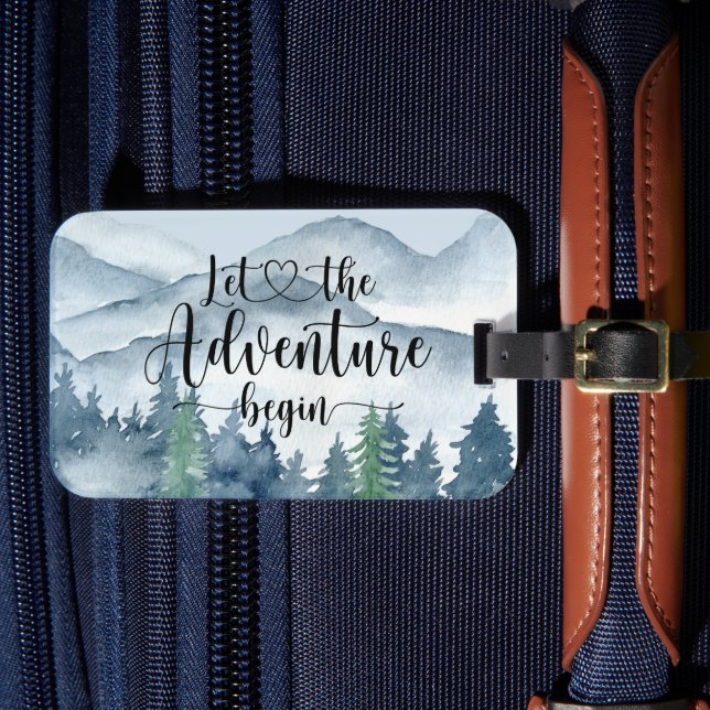 Étiquette À Bagage Forêt Adventure Mountains Aquarelle (Insitu Rectoal 4)