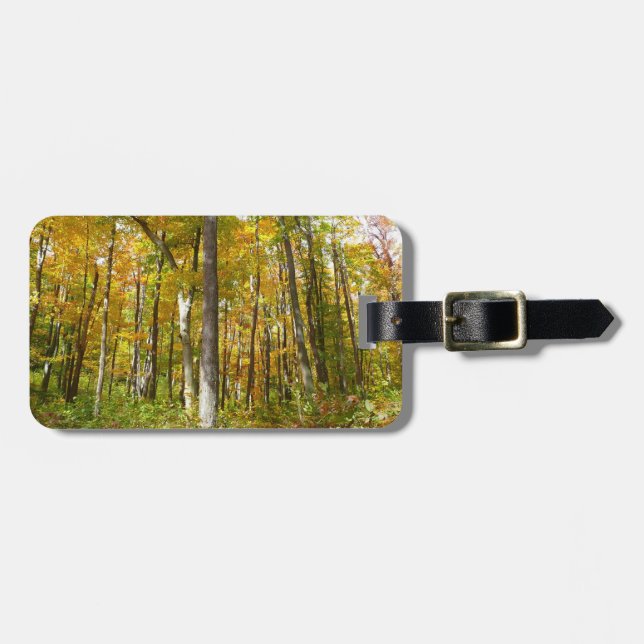 Étiquette À Bagage Forêt du paysage d'automne Feuille Jaune (Devant horizontal)