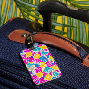 Étiquette À Bagage Formes et lignes géométriques en couleur vive