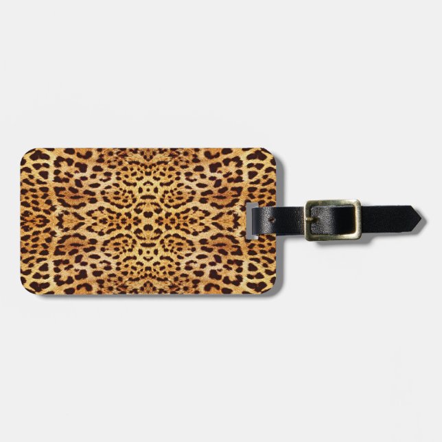 Étiquette À Bagage Fourrure élégante d'empreinte de léopard (Devant horizontal)