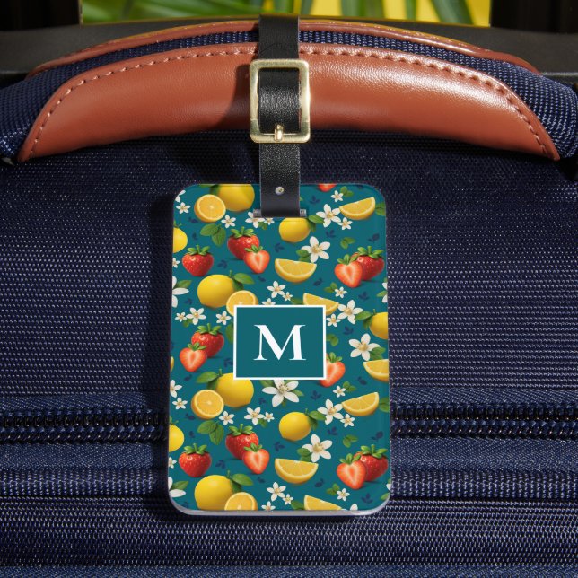 Étiquette À Bagage Fraises et citron sur bleu (Insitu Rectoal 2)