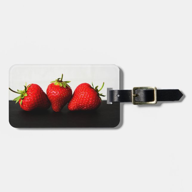 Étiquette À Bagage Fraises Sur Blanc Sur Cd Noir Ltcnm (Devant horizontal)