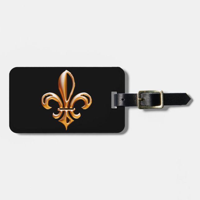 Étiquette À Bagage Français Golden Fleur de Lis (Devant horizontal)