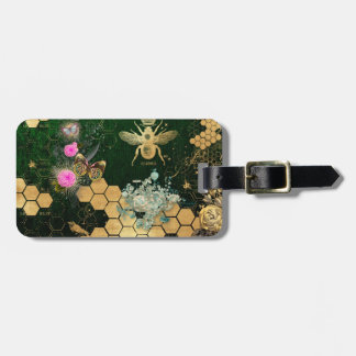 Étiquette À Bagage française chic, victorienne, abeille, florale, feu