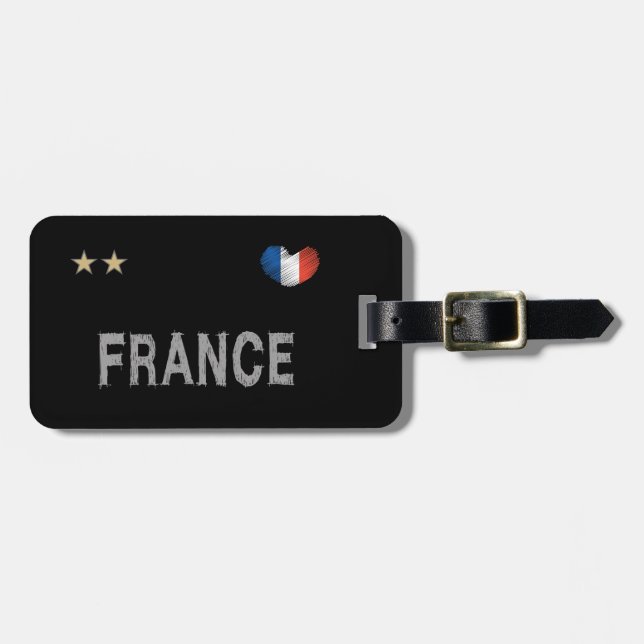 Étiquette À Bagage France Football Fan Chemise Coeur (Devant horizontal)