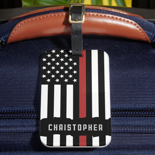 Étiquette À Bagage Frappe Frappe personnalisée mince Red Line USA (Insitu Rectoal 2)