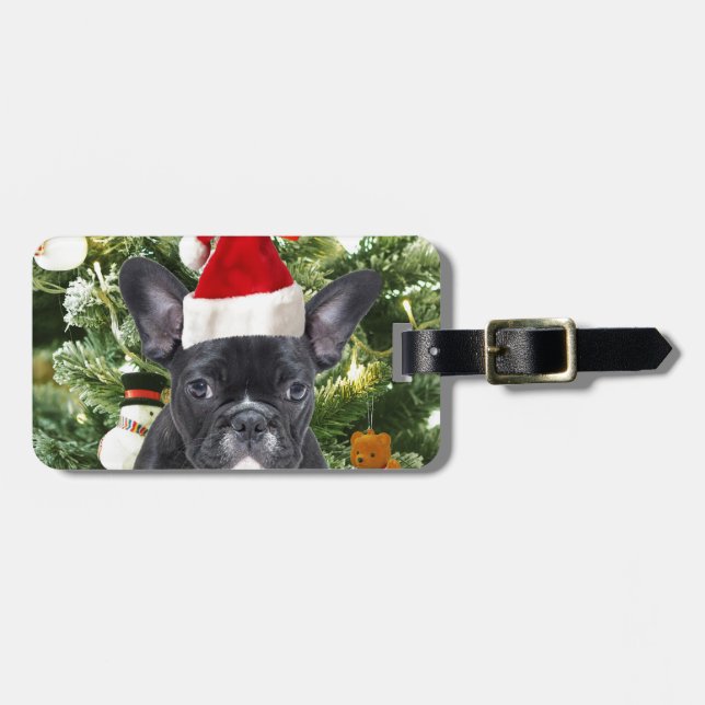 Étiquette À Bagage French Bulldog Arbre de Noël Ornements Snowman (Devant horizontal)