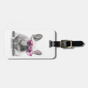 Étiquette À Bagage French Bulldog avec lunettes roses étiquette bagag