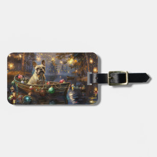 Étiquette À Bagage French Bulldog Christmas Festive Voyage