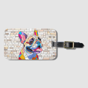 Étiquette À Bagage French Bulldog -Frenchie - mosaïque colorée