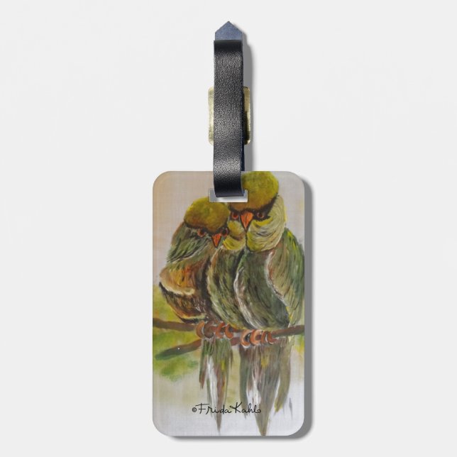 Étiquette À Bagage Frida Kahlo Oiseaux peints (Dos Vertical)