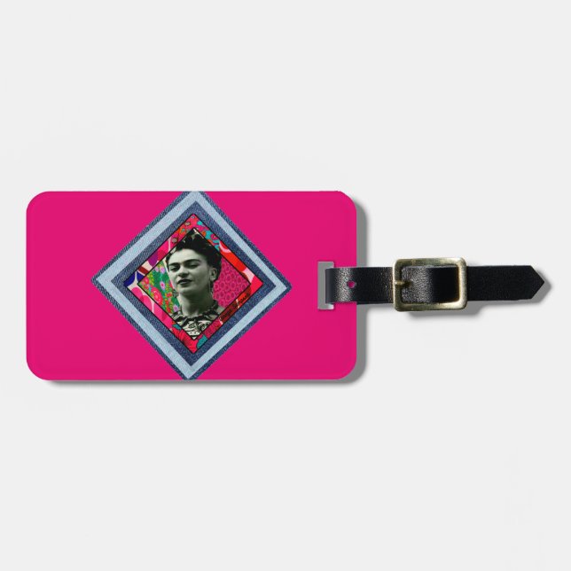 Étiquette À Bagage Frida Kahlo Retro Denim Diamond (Devant horizontal)