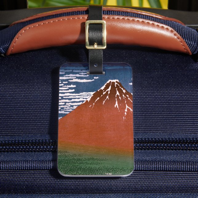 Étiquette À Bagage Fuji rouge, Aka Fujiyama Volcan Katsushika Hokusai (Insitu Rectoal 2)