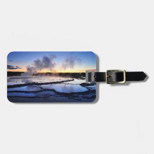 Étiquette À Bagage Fumée de geyser au coucher du soleil