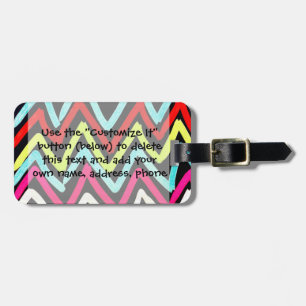 Étiquette À Bagage Fun coloré peint Chevron Tribal ZigZag rayé