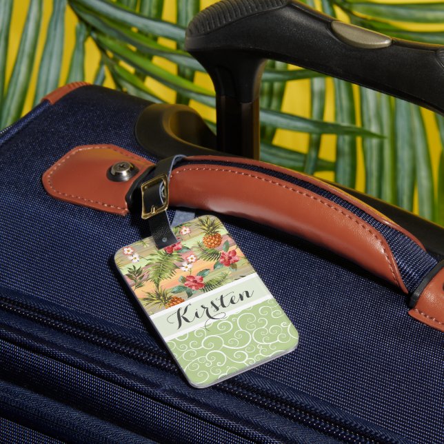 Étiquette À Bagage Fun Tropical Pineappy Flower Motif (Insitu Rectoal 1)