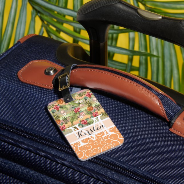 Étiquette À Bagage Fun Tropical Pineappy Flower Motif (Insitu Rectoal 1)