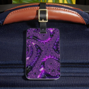 Étiquette À Bagage Funky Bold Bohème Violet Abstrait Fractal Numériqu