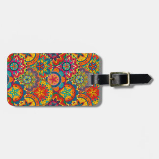 Étiquette À Bagage Funky Retro couleur Motif Mandala