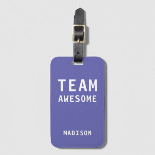 Étiquette À Bagage Funky Team Awesome Purple Nom Personnalisé
