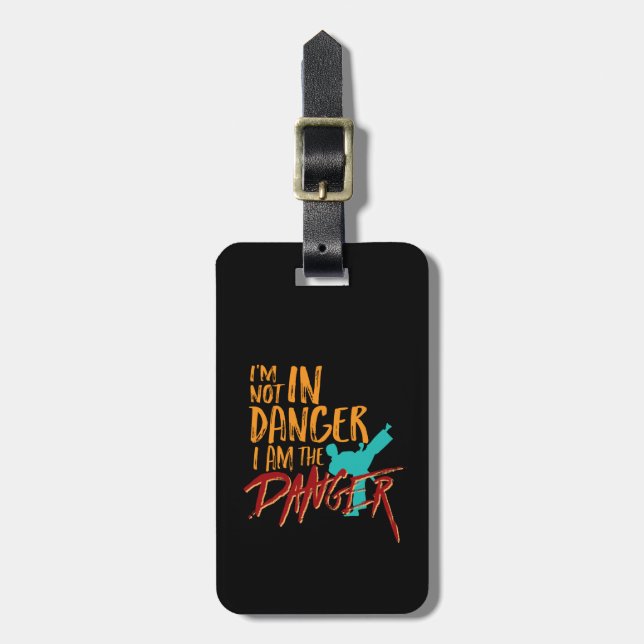 Étiquette À Bagage Funny Black Belt Arts Martiaux Je Suis Le Danger (Devant Vertical)