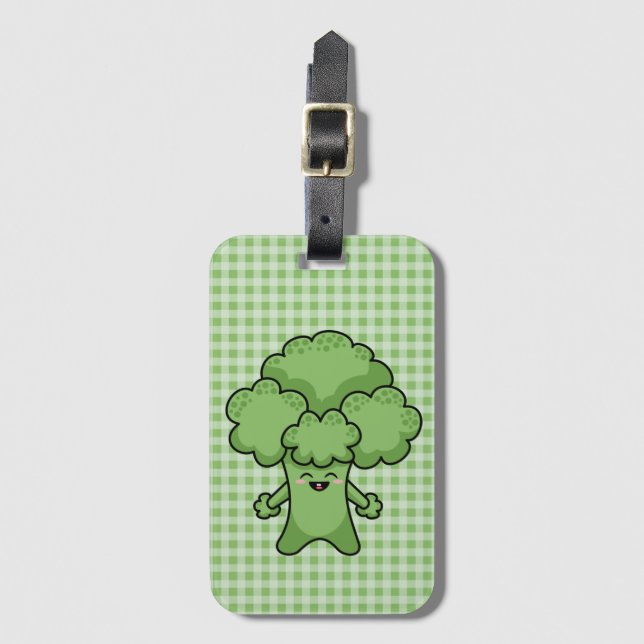 Étiquette À Bagage Funny Brocoli vert (Devant Vertical)