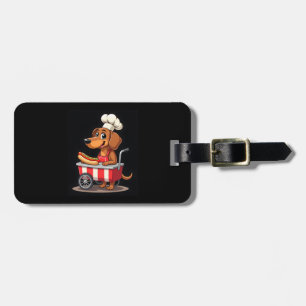 Étiquette À Bagage Funny Dachshund Chien Hotdog Sandwich Weenie Sauci