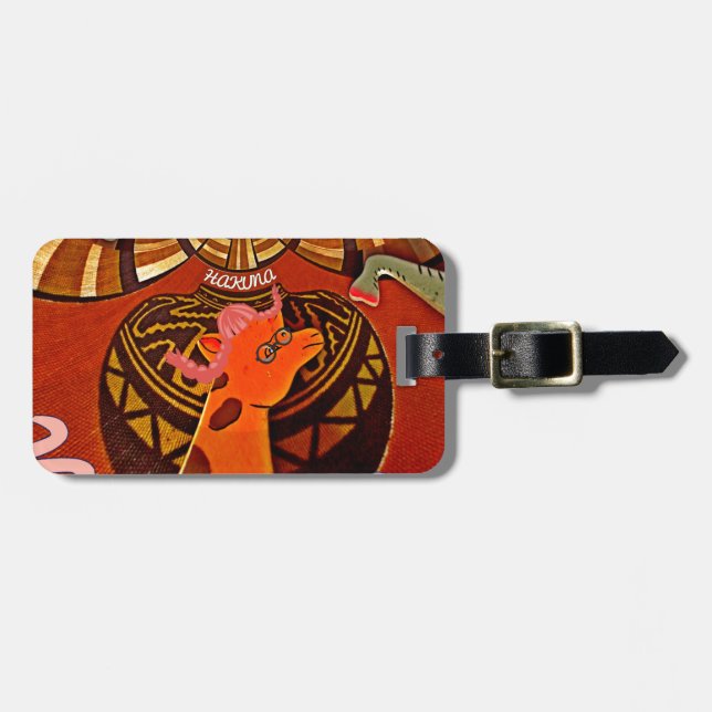 Étiquette À Bagage Funny Elegant Giraffe Accessoré Style Africain (Devant horizontal)
