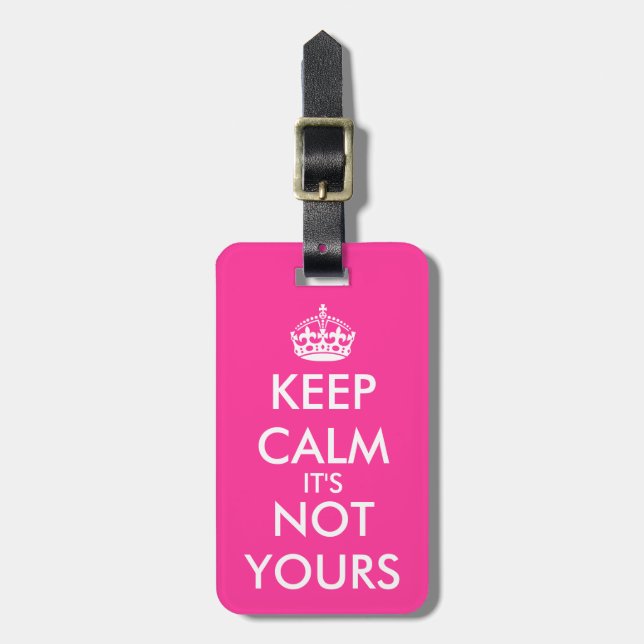Étiquette À Bagage Funny Pink Keep Calm étiquette de bagages de voyag (Devant Vertical)