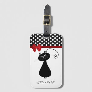 Étiquette À Bagage Funny Trendy mignon chateau chatte monogramme poka