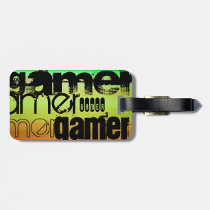 Étiquette À Bagage Gamer ; Vert, orange et jaune vif