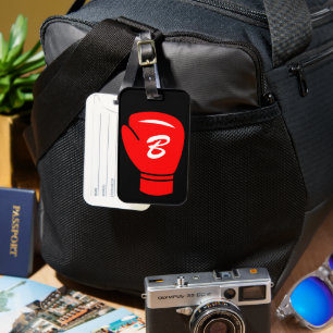 Étiquette À Bagage Gant de boxe rouge avec voyage initial personnalis