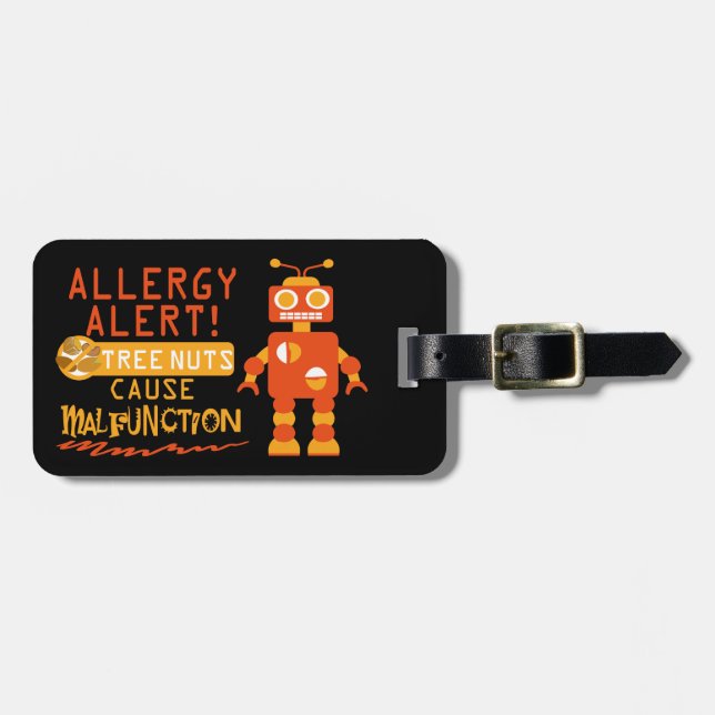 Étiquette À Bagage Garçons de robot d'alerte d'allergie alimentaire (Devant horizontal)