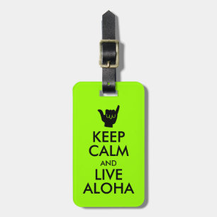 Étiquette À Bagage Gardez le calme et vivez Aloha signe de Shaka
