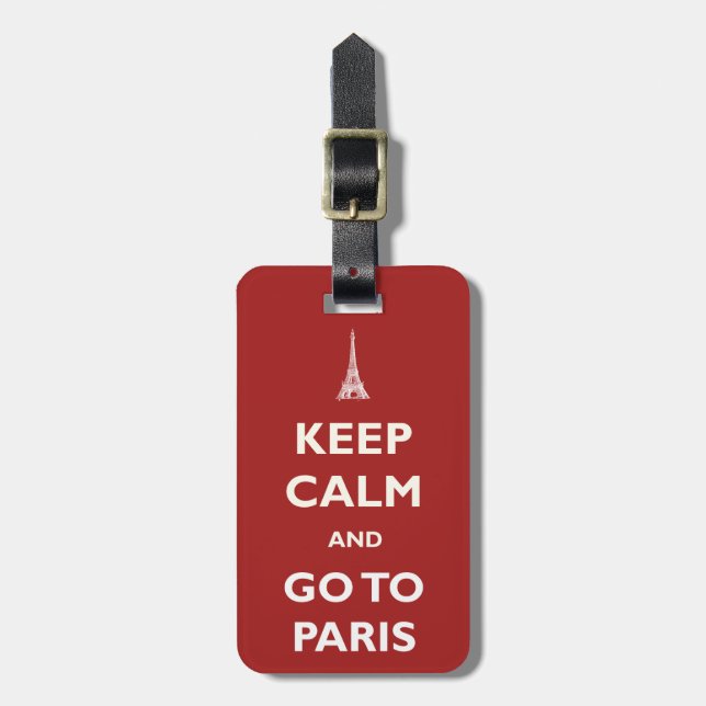 Étiquette À Bagage Gardez l'étiquette rouge calme de bagage de Paris (Devant Vertical)