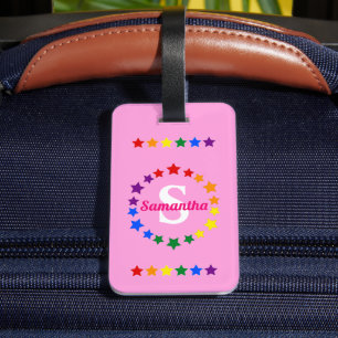 Étiquette À Bagage Gay pride LGBT contemporain Stars Monogramme & Nom